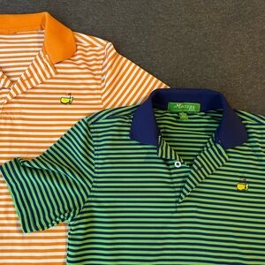 Masters Striped Kids Polo Shirts - Orange and Green
